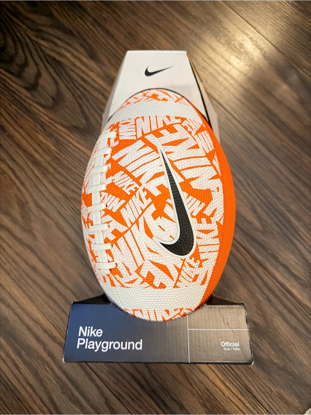 Nike Orange & White Playground Mini Football with Black Swoosh